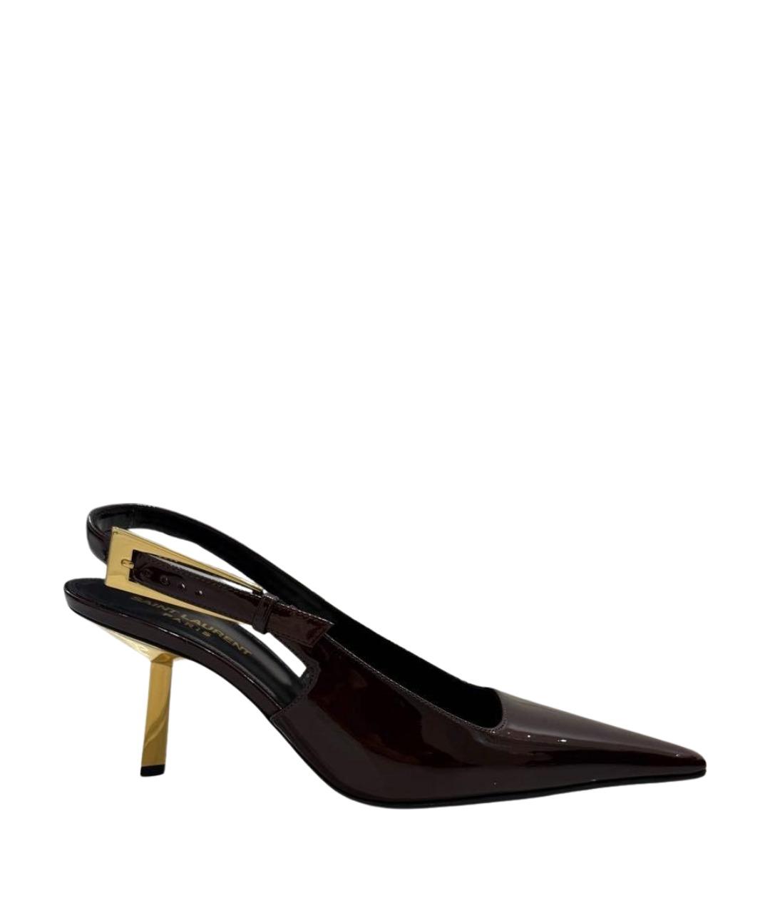 SAINT LAURENT Бордовые туфли из лакированной кожи, фото 1