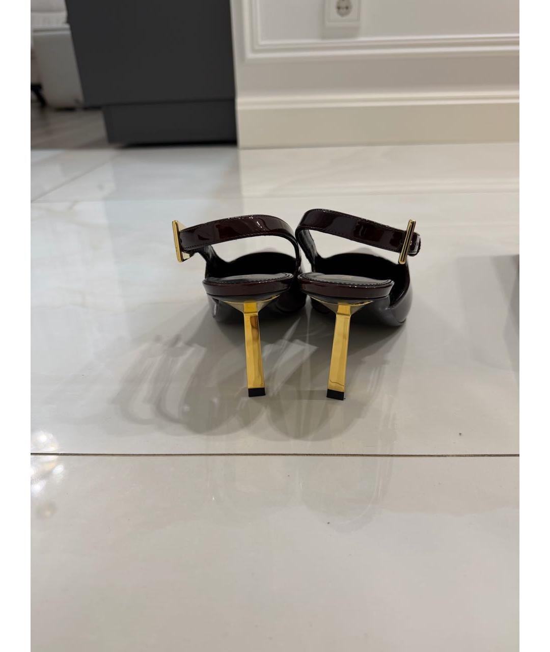 SAINT LAURENT Бордовые туфли из лакированной кожи, фото 4