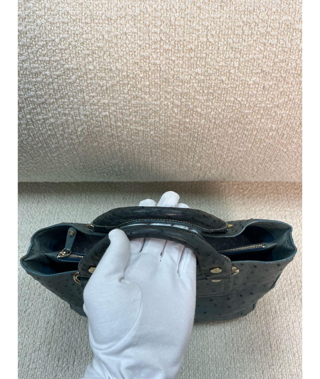 CELINE Синяя кожаная сумка с короткими ручками, фото 6