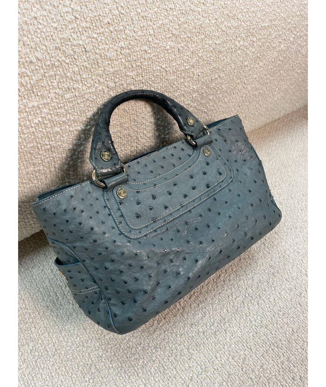 CELINE Синяя кожаная сумка с короткими ручками, фото 2