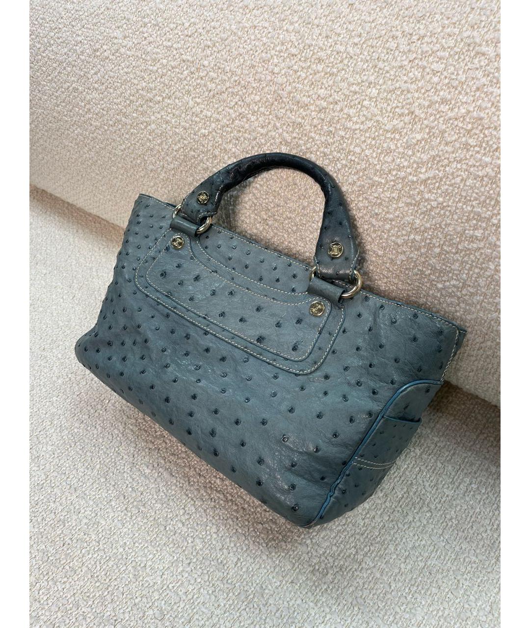 CELINE Синяя кожаная сумка с короткими ручками, фото 5