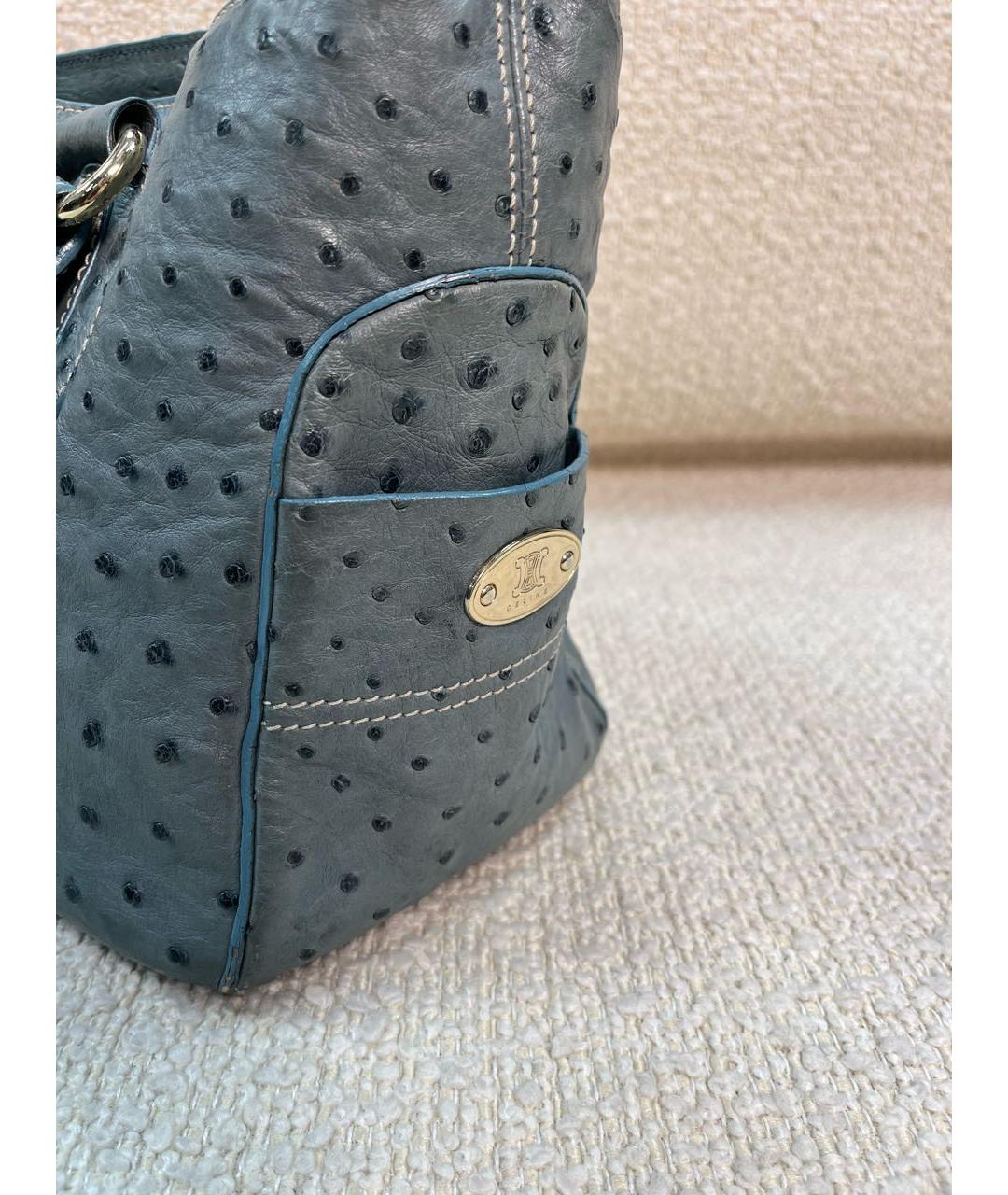 CELINE Синяя кожаная сумка с короткими ручками, фото 8