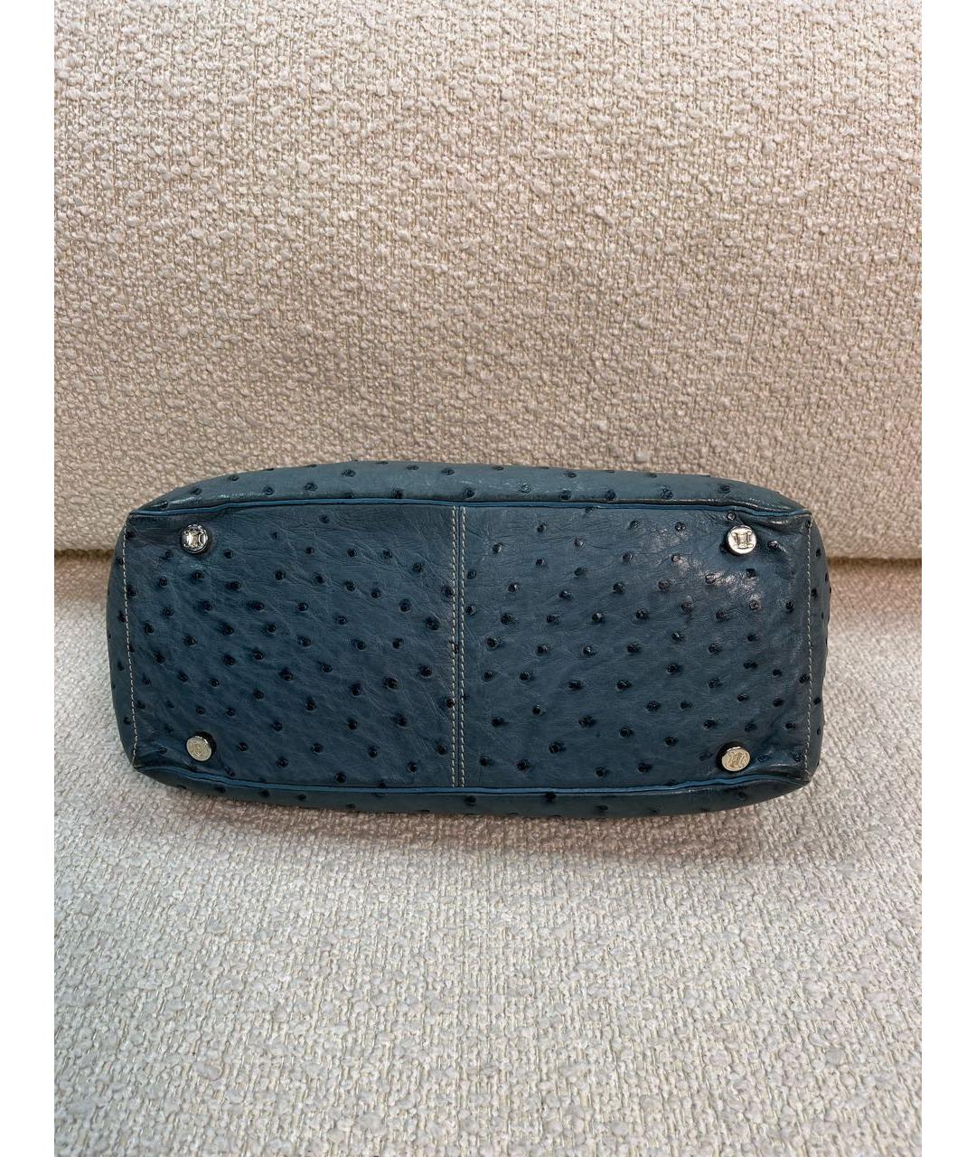 CELINE Синяя кожаная сумка с короткими ручками, фото 7