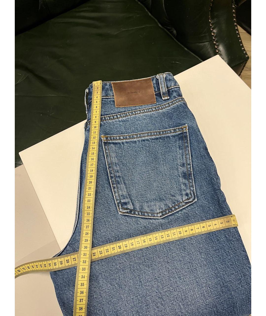 12 STOREEZ Синие хлопковые прямые джинсы, фото 3