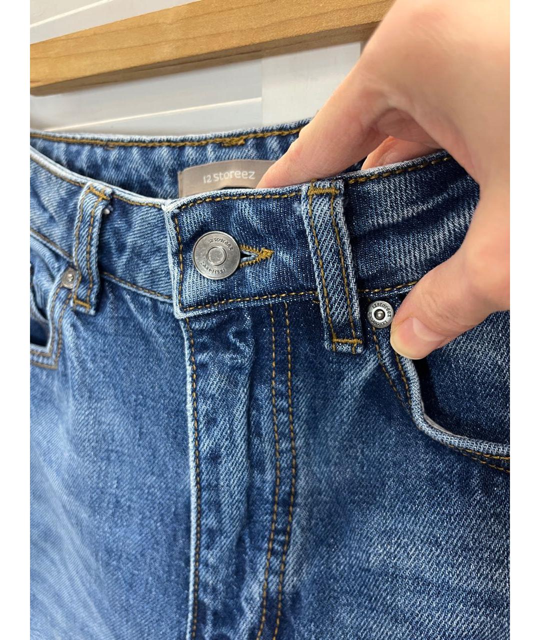 12 STOREEZ Синие хлопковые прямые джинсы, фото 8
