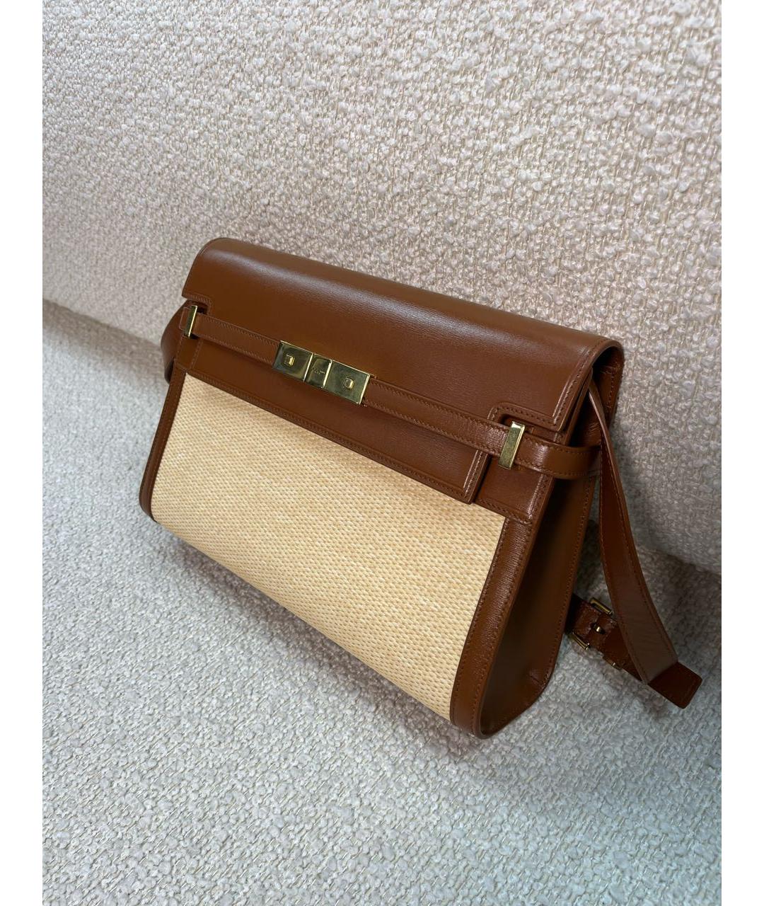 SAINT LAURENT Коричневая кожаная сумка через плечо, фото 5