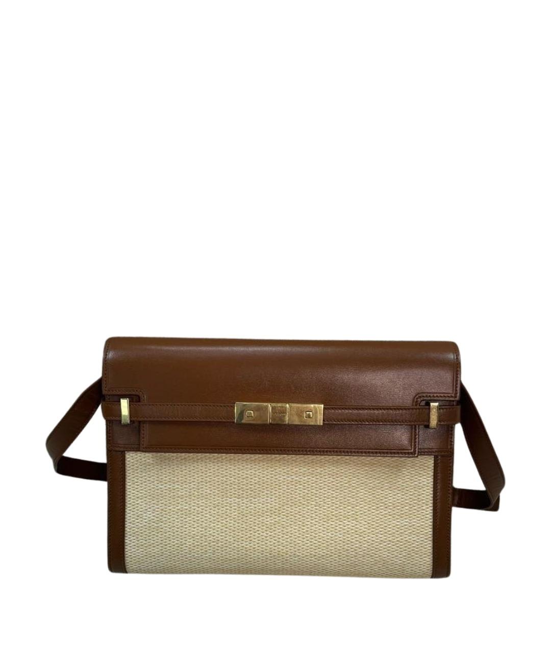 SAINT LAURENT Коричневая кожаная сумка через плечо, фото 1