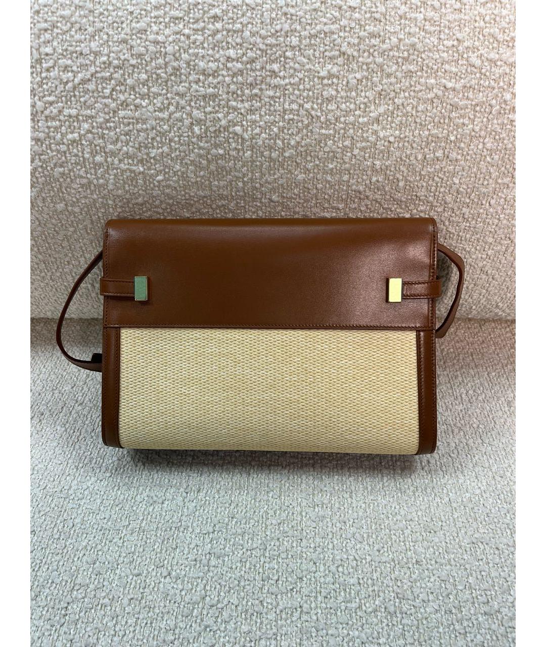 SAINT LAURENT Коричневая кожаная сумка через плечо, фото 3