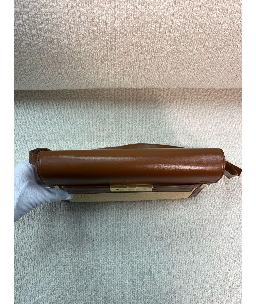 SAINT LAURENT Коричневая кожаная сумка через плечо, фото 8