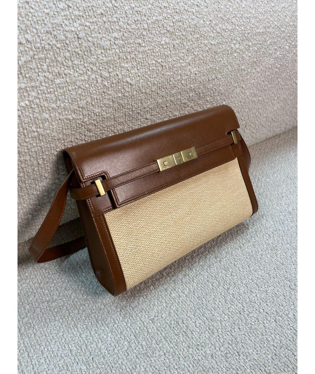 SAINT LAURENT Коричневая кожаная сумка через плечо, фото 2