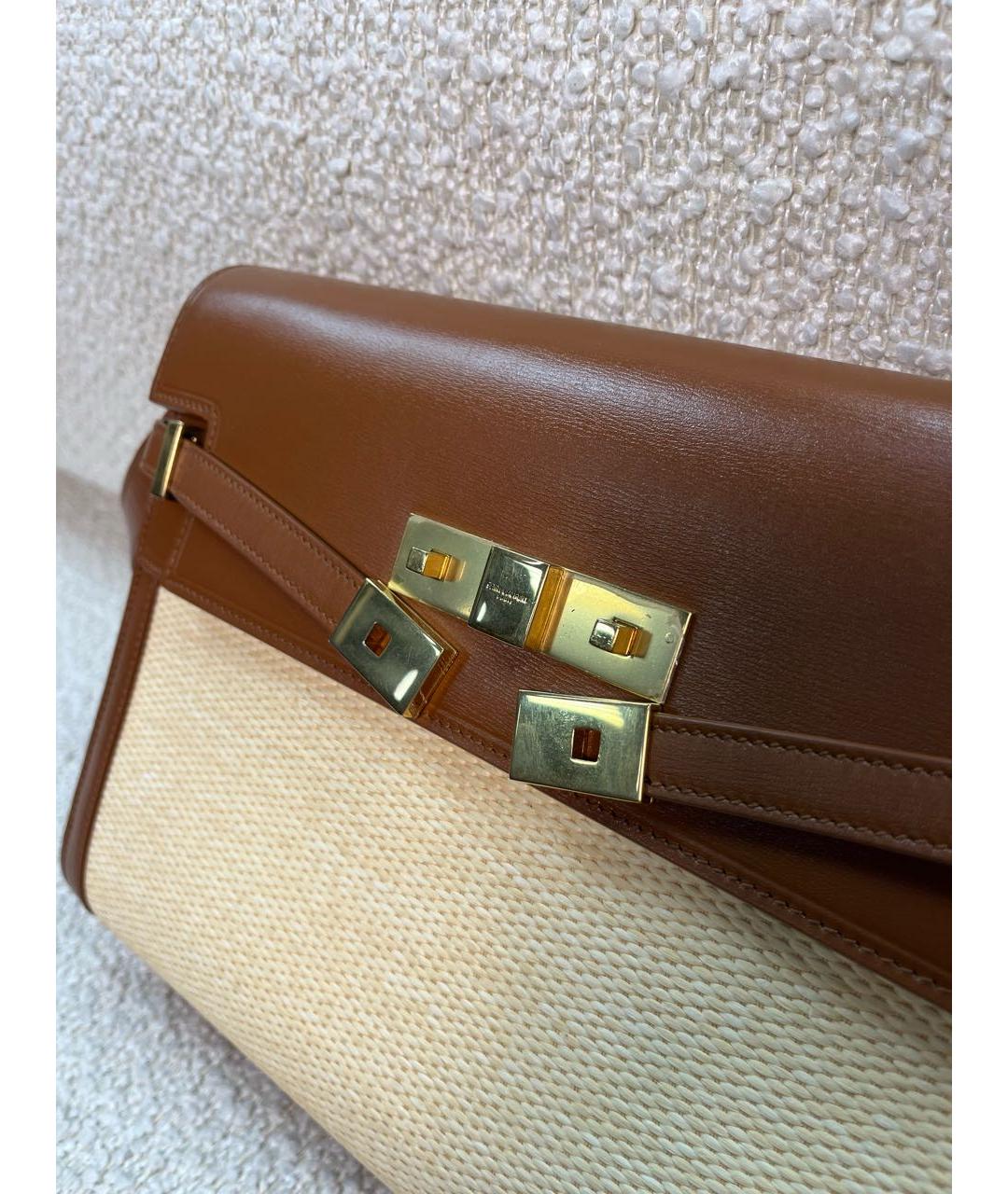 SAINT LAURENT Коричневая кожаная сумка через плечо, фото 6