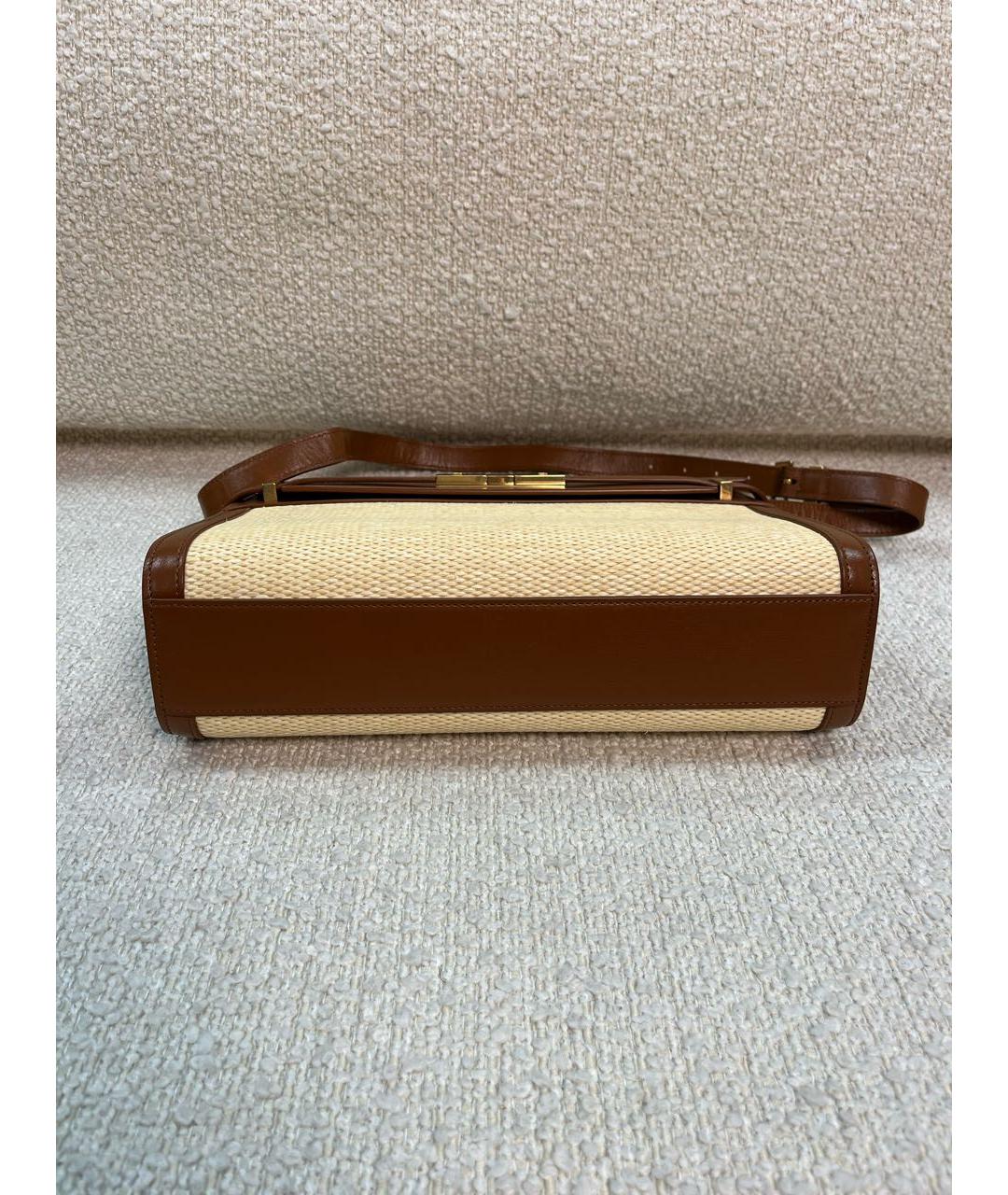 SAINT LAURENT Коричневая кожаная сумка через плечо, фото 7