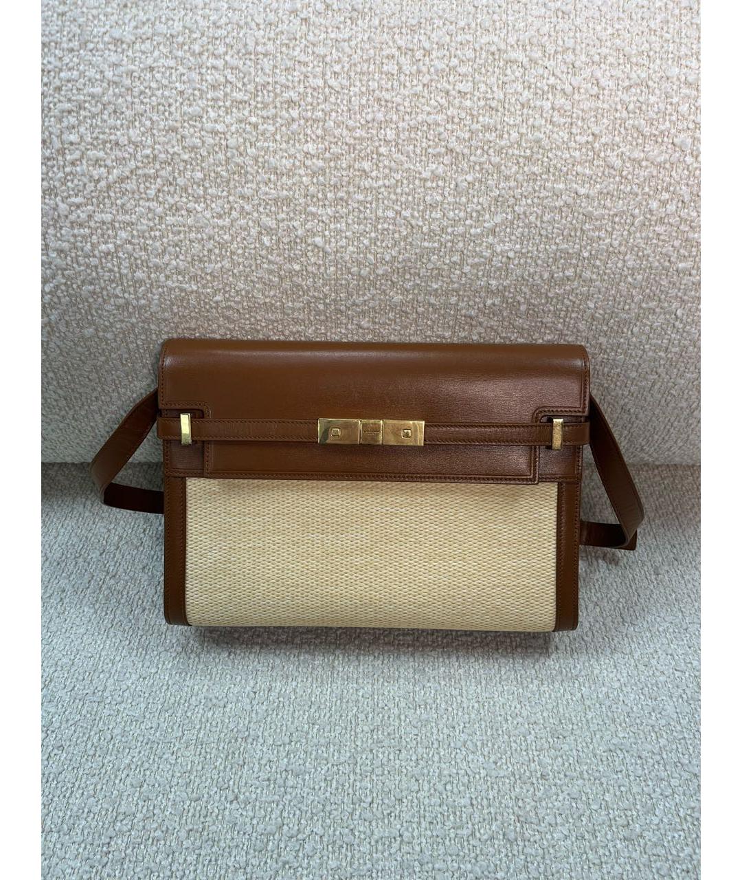 SAINT LAURENT Коричневая кожаная сумка через плечо, фото 9