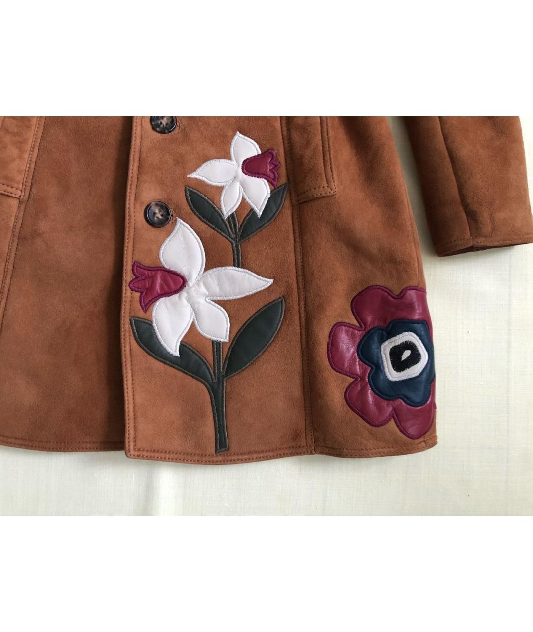 RED VALENTINO Коричневая кожаная дубленка, фото 6