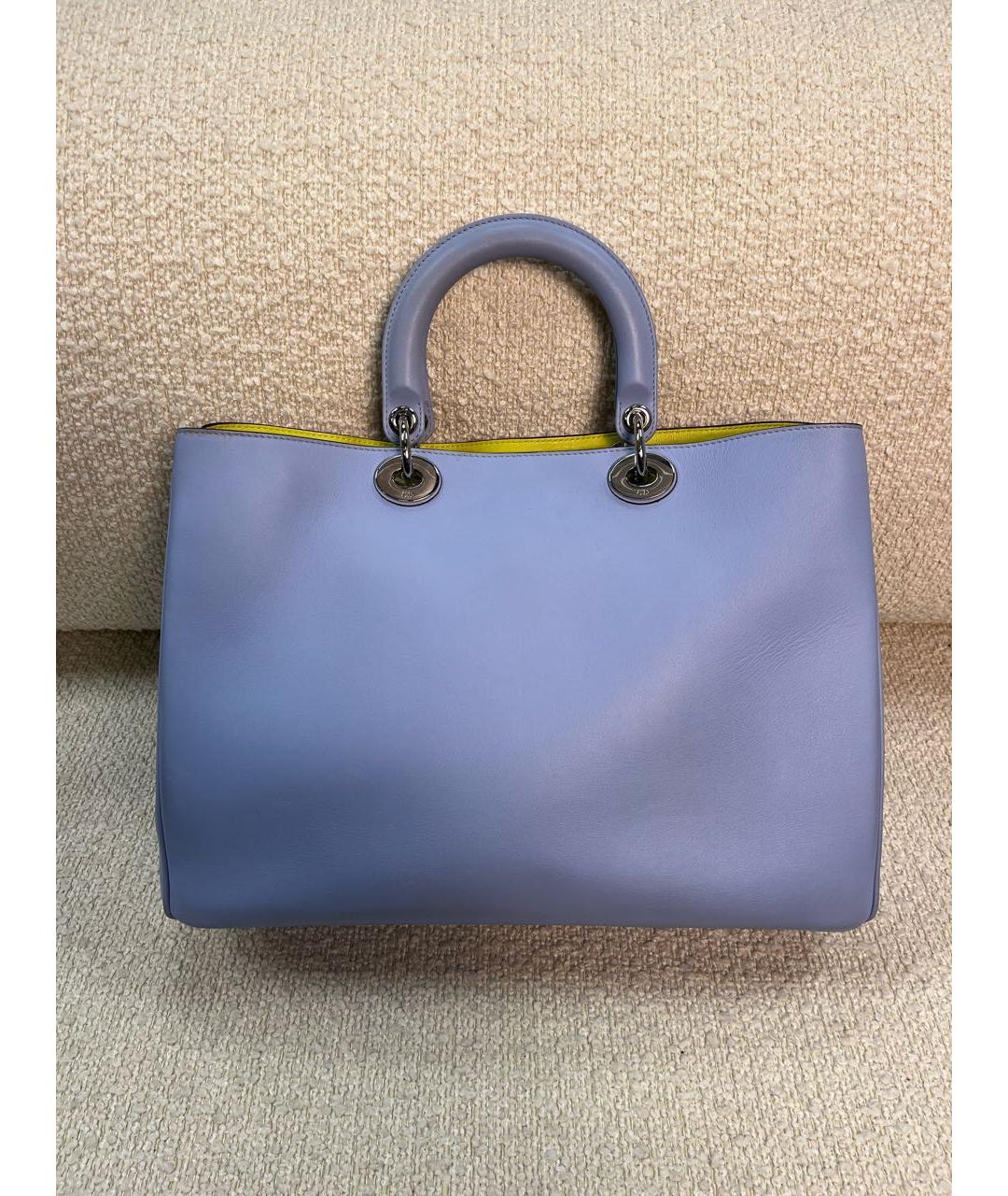CHRISTIAN DIOR Голубая кожаная сумка с короткими ручками, фото 3