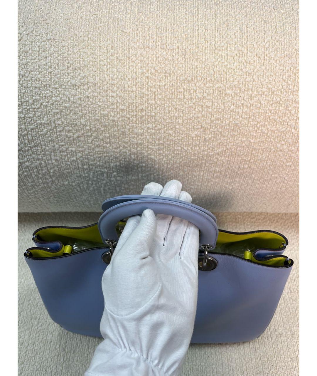 CHRISTIAN DIOR Голубая кожаная сумка с короткими ручками, фото 6
