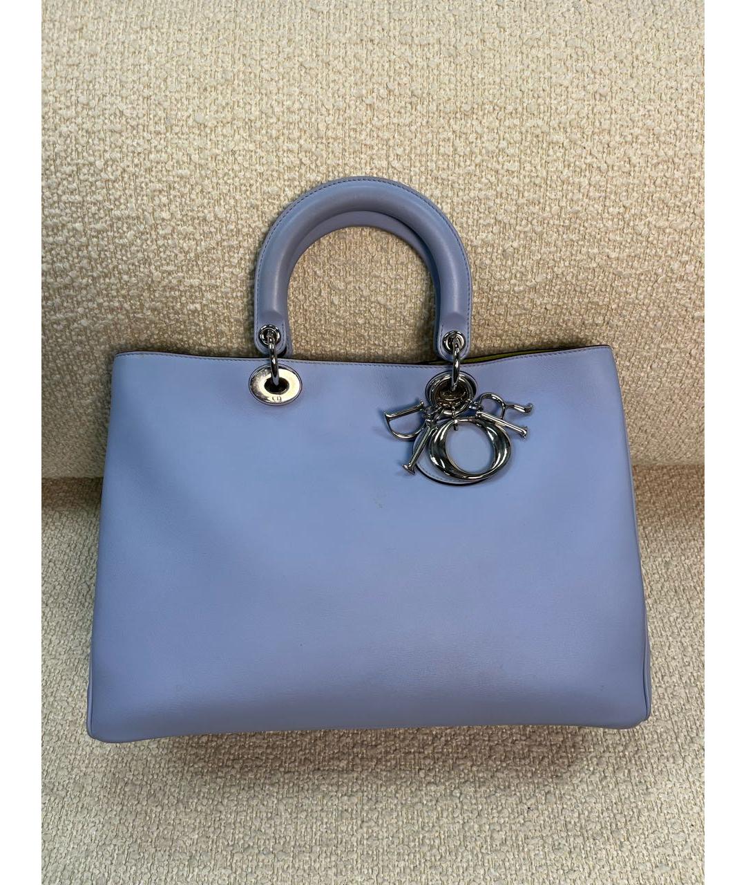 CHRISTIAN DIOR Голубая кожаная сумка с короткими ручками, фото 9