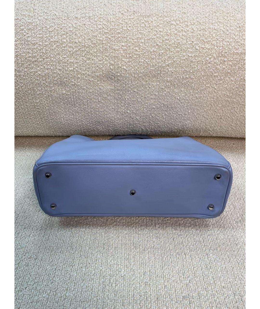 CHRISTIAN DIOR Голубая кожаная сумка с короткими ручками, фото 7