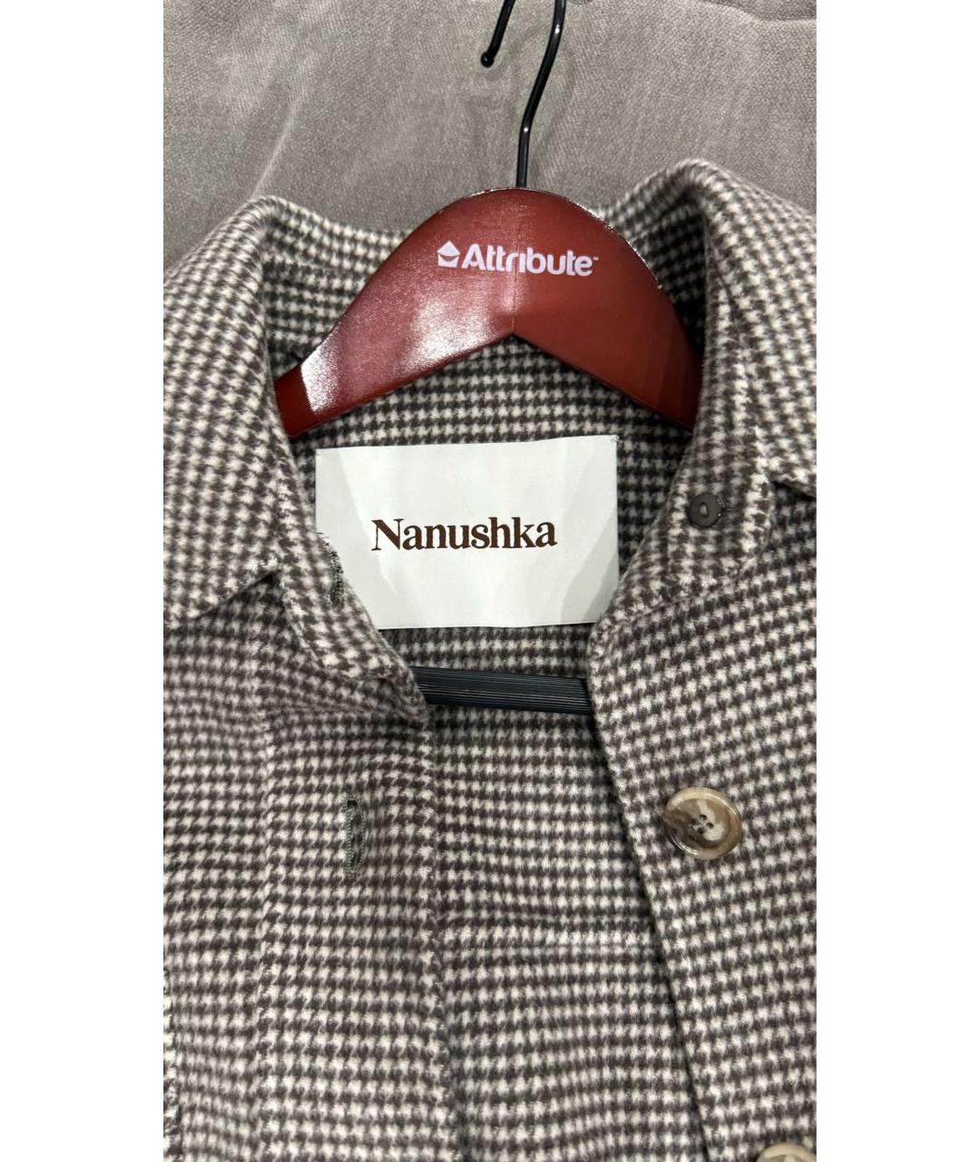 NANUSHKA Коричневое шерстяное пальто, фото 3