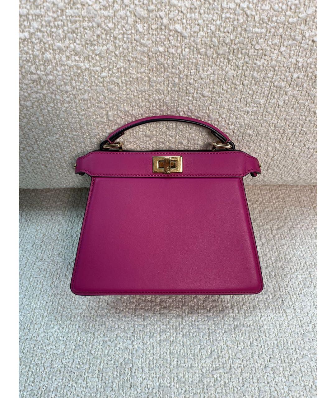 FENDI Фиолетовая кожаная сумка с короткими ручками, фото 9