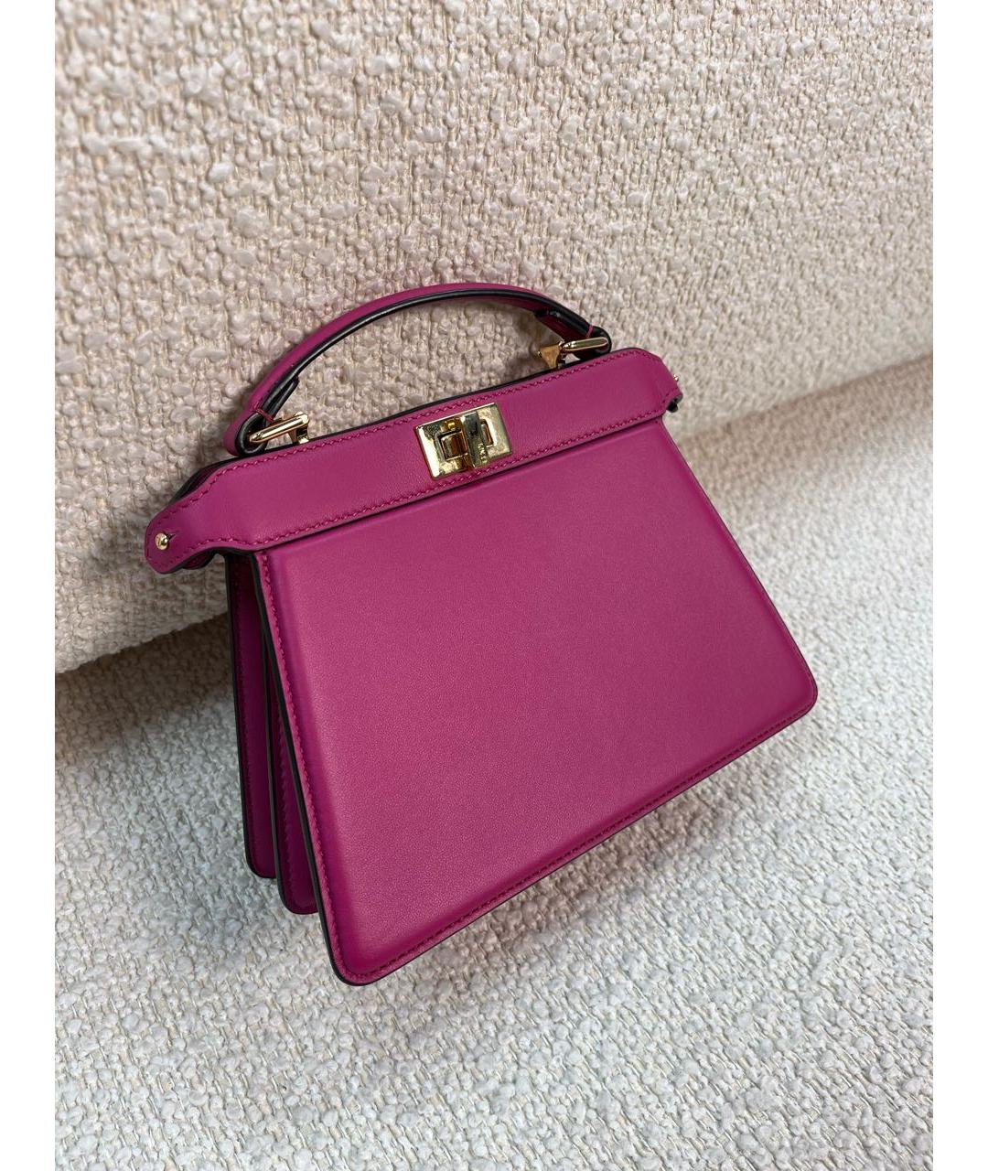 FENDI Фиолетовая кожаная сумка с короткими ручками, фото 2