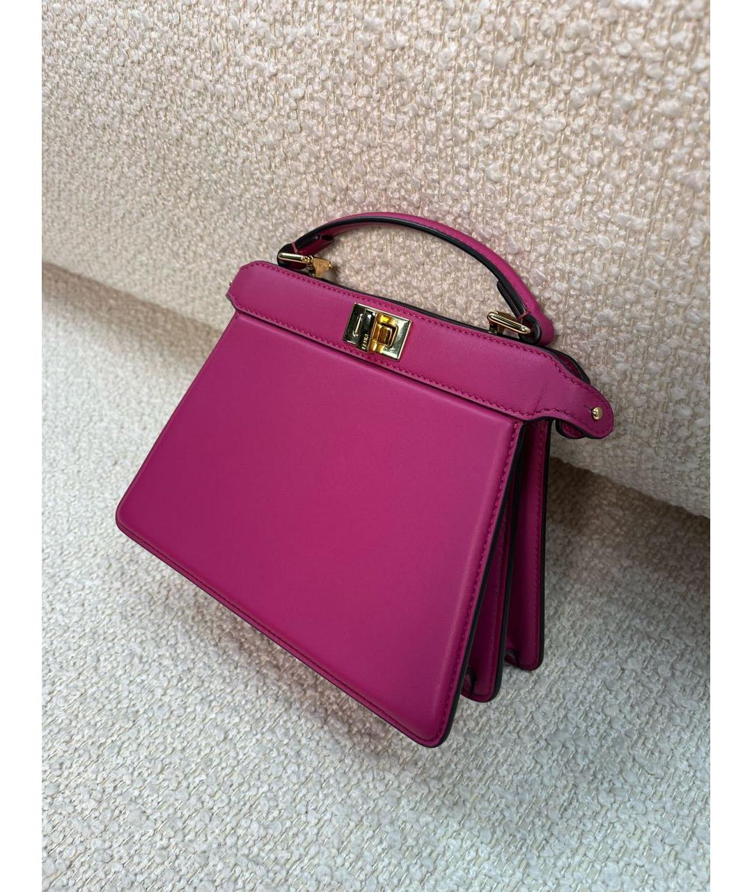 FENDI Фиолетовая кожаная сумка с короткими ручками, фото 6