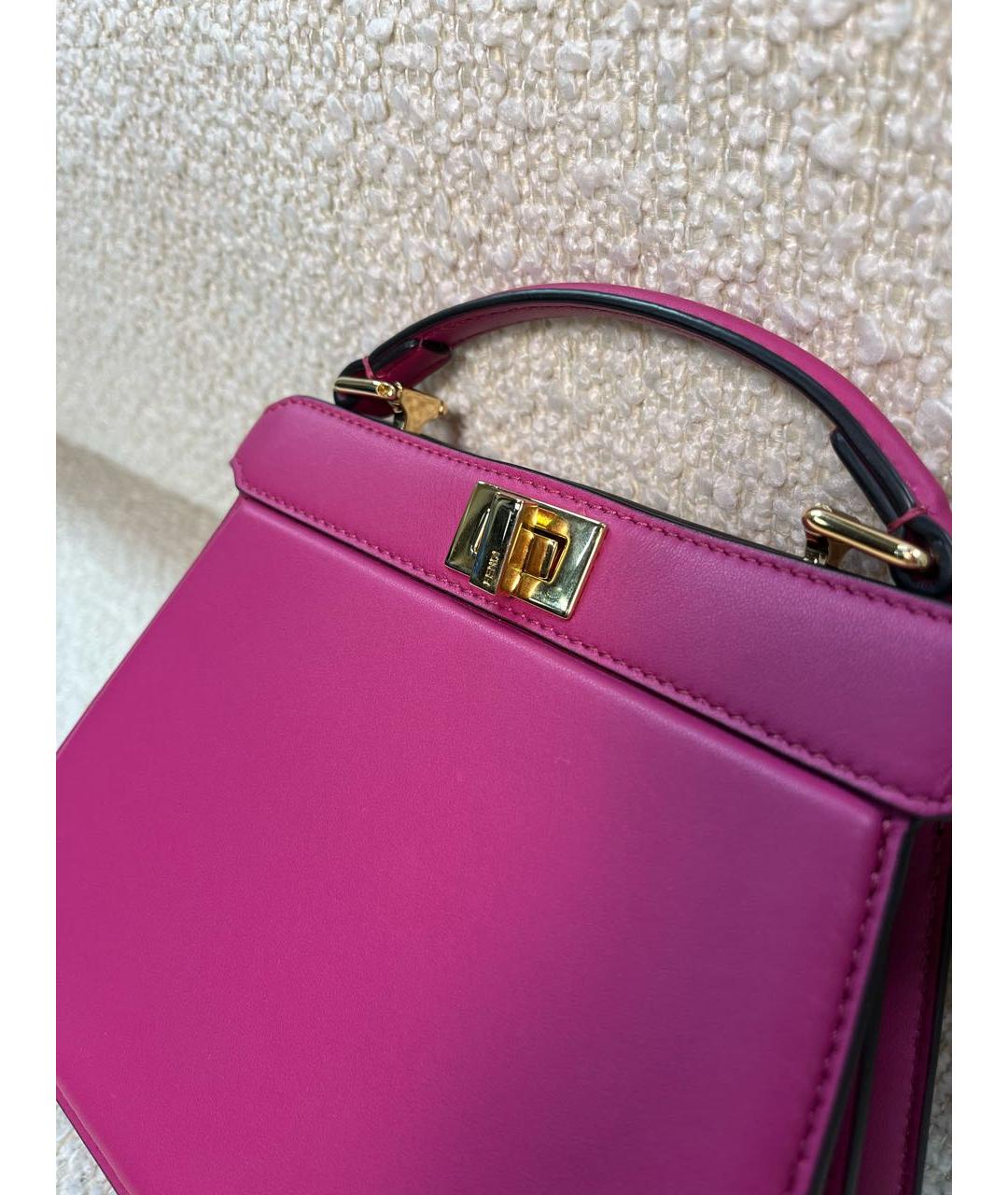 FENDI Фиолетовая кожаная сумка с короткими ручками, фото 8