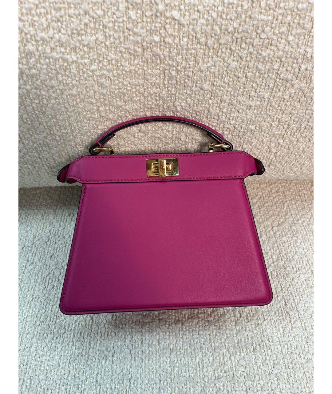 FENDI Фиолетовая кожаная сумка с короткими ручками, фото 3