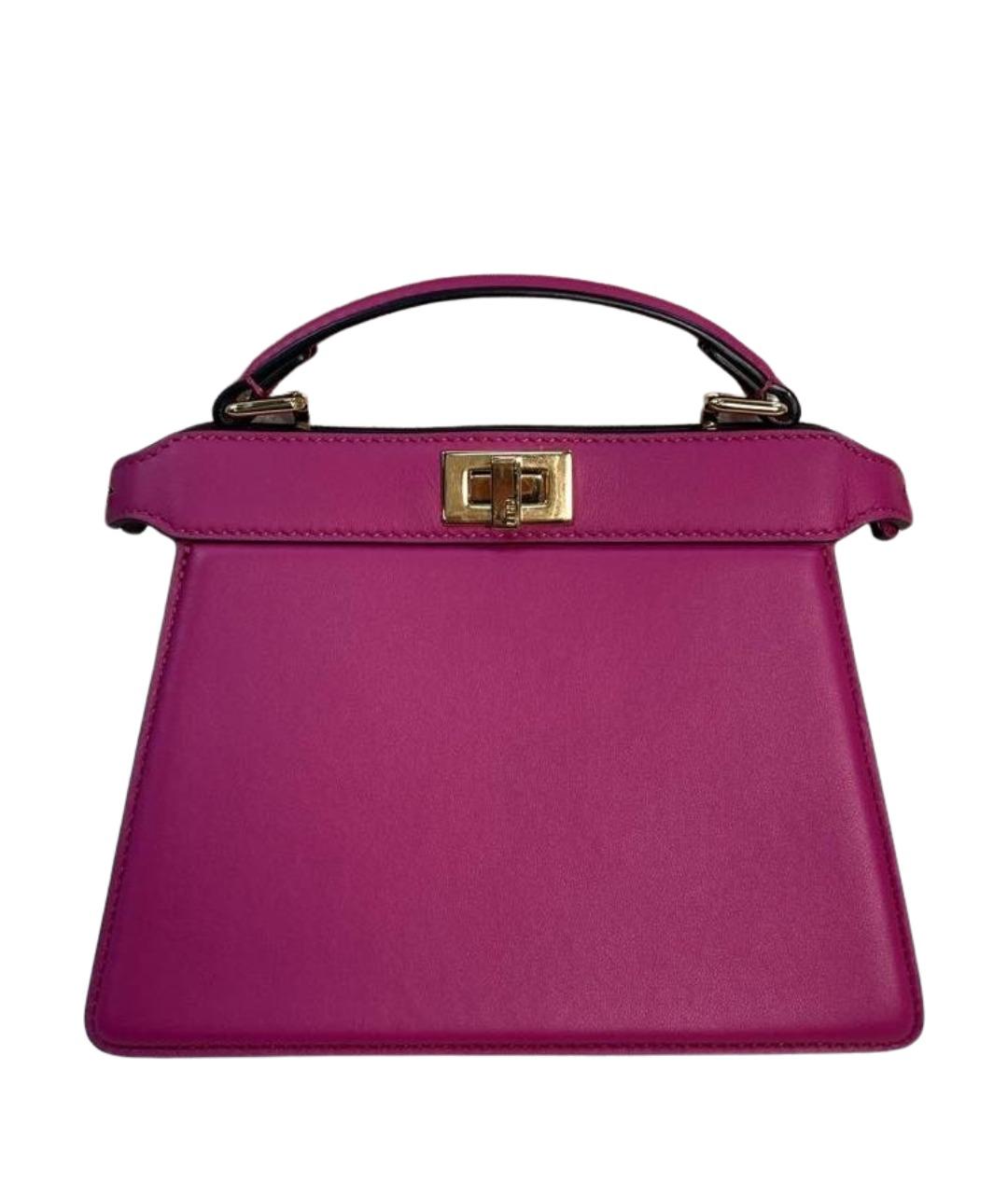 FENDI Фиолетовая кожаная сумка с короткими ручками, фото 1