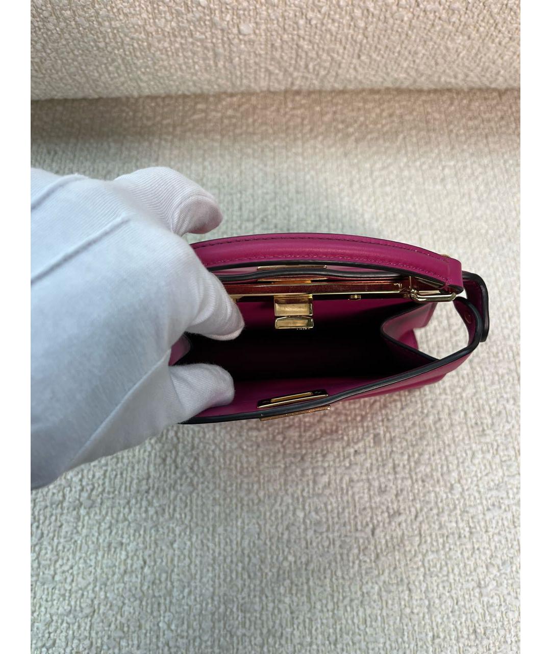 FENDI Фиолетовая кожаная сумка с короткими ручками, фото 4