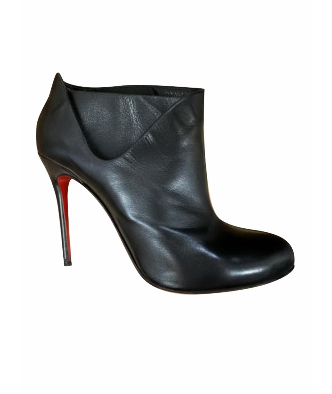 CHRISTIAN LOUBOUTIN Черные кожаные ботильоны, фото 1