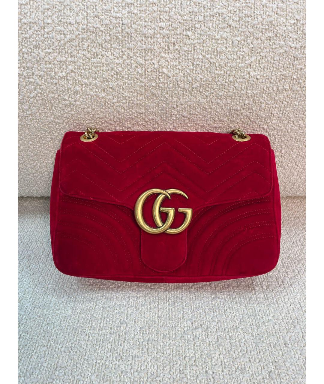 GUCCI Красная бархатная сумка через плечо, фото 9