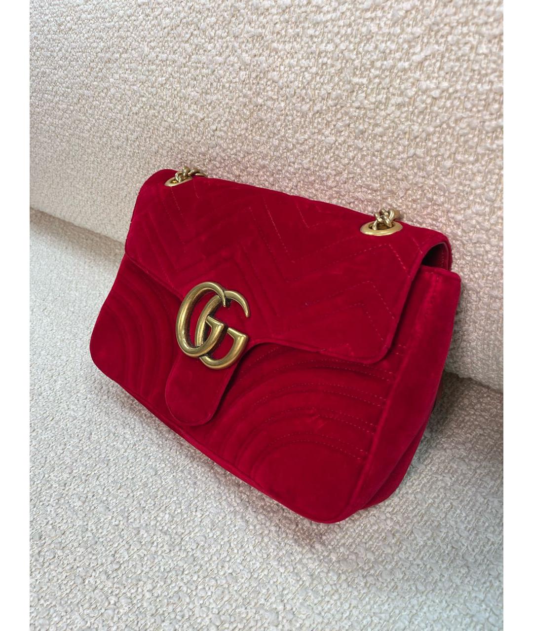 GUCCI Красная бархатная сумка через плечо, фото 5