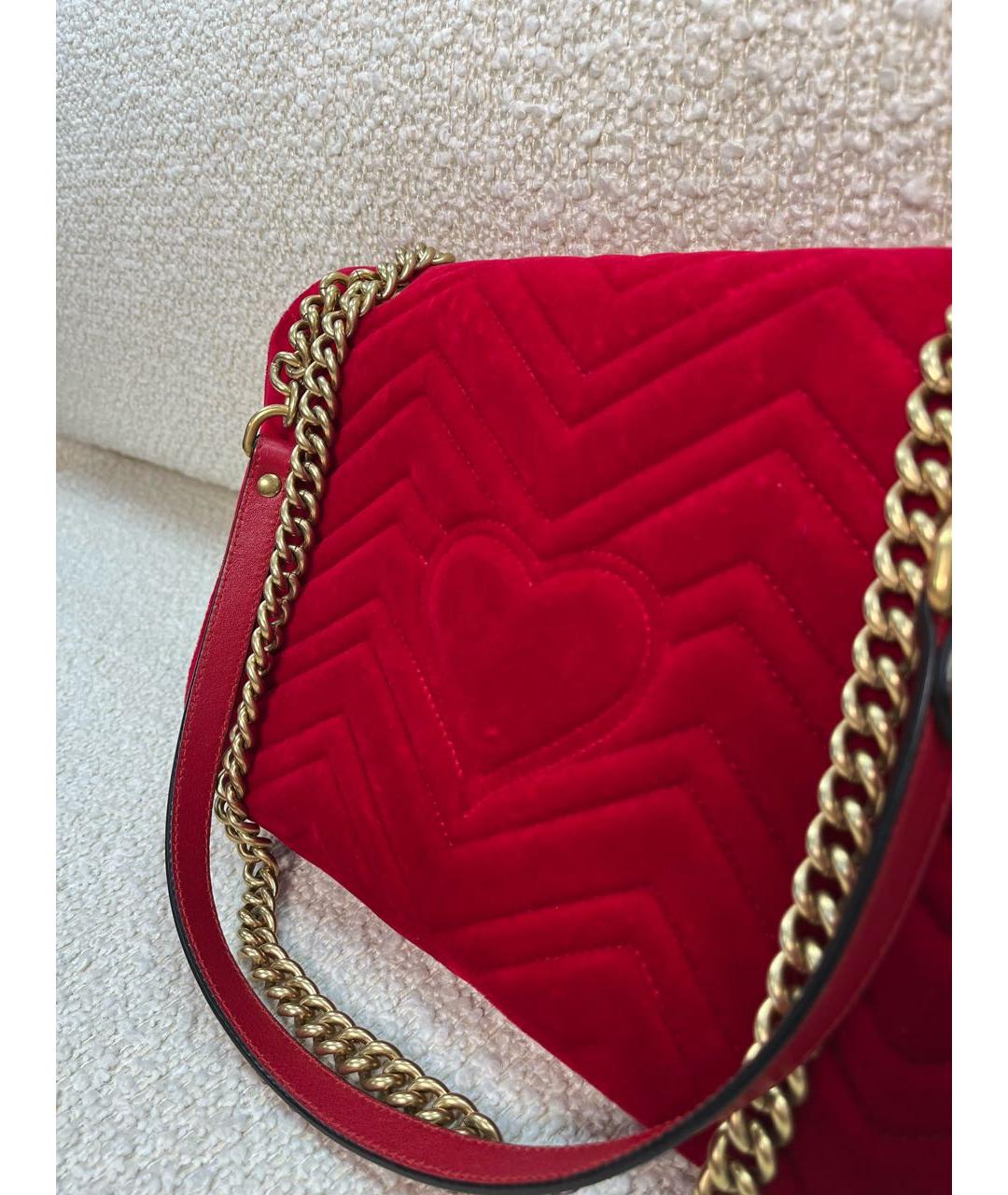 GUCCI Красная бархатная сумка через плечо, фото 8