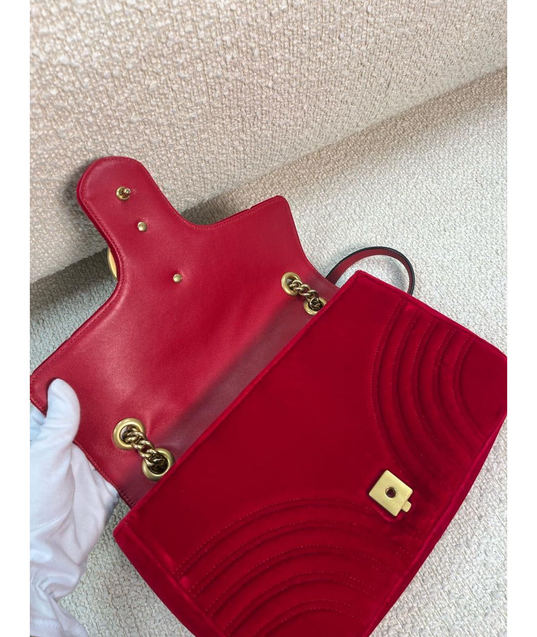 GUCCI Красная бархатная сумка через плечо, фото 7