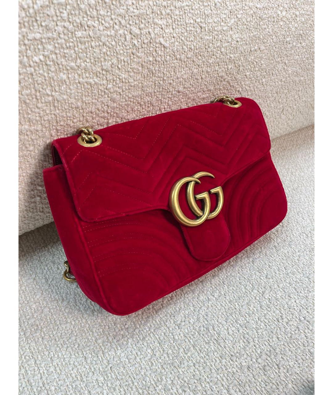 GUCCI Красная бархатная сумка через плечо, фото 2