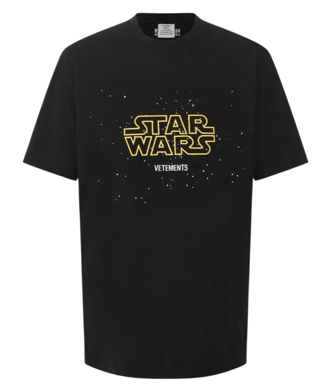 VETEMENTS Черная хлопковая футболка, фото 1