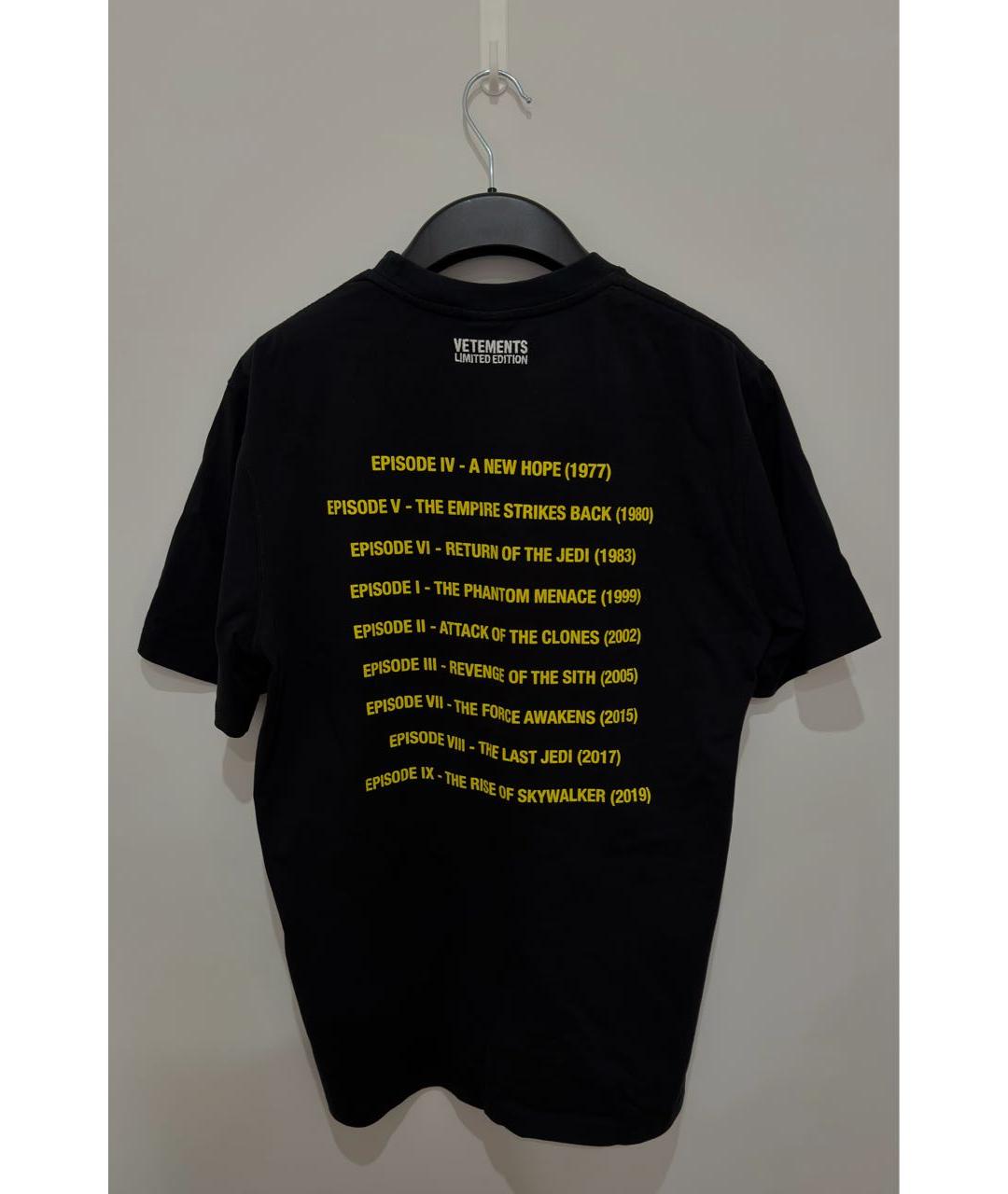 VETEMENTS Черная хлопковая футболка, фото 6