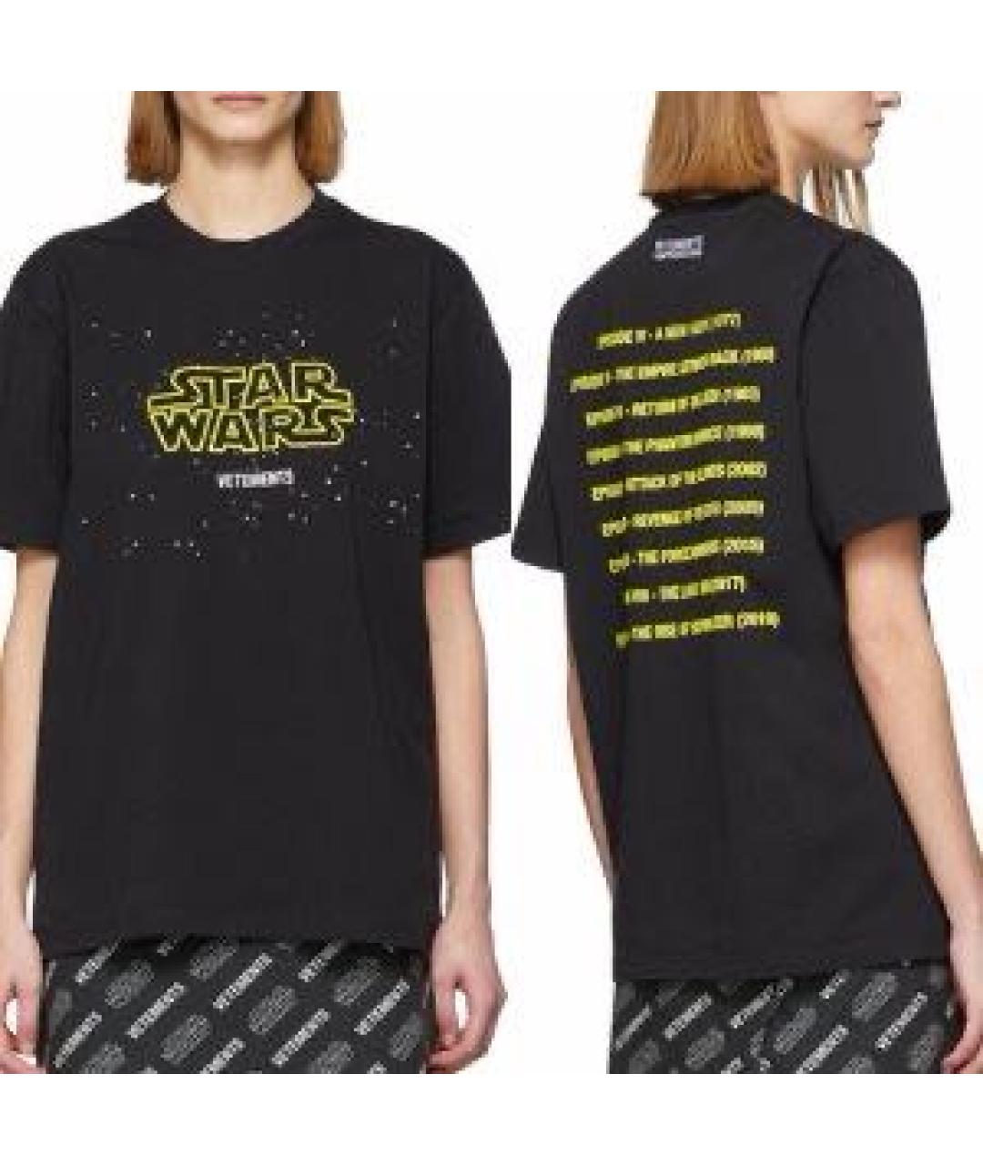 VETEMENTS Черная хлопковая футболка, фото 5