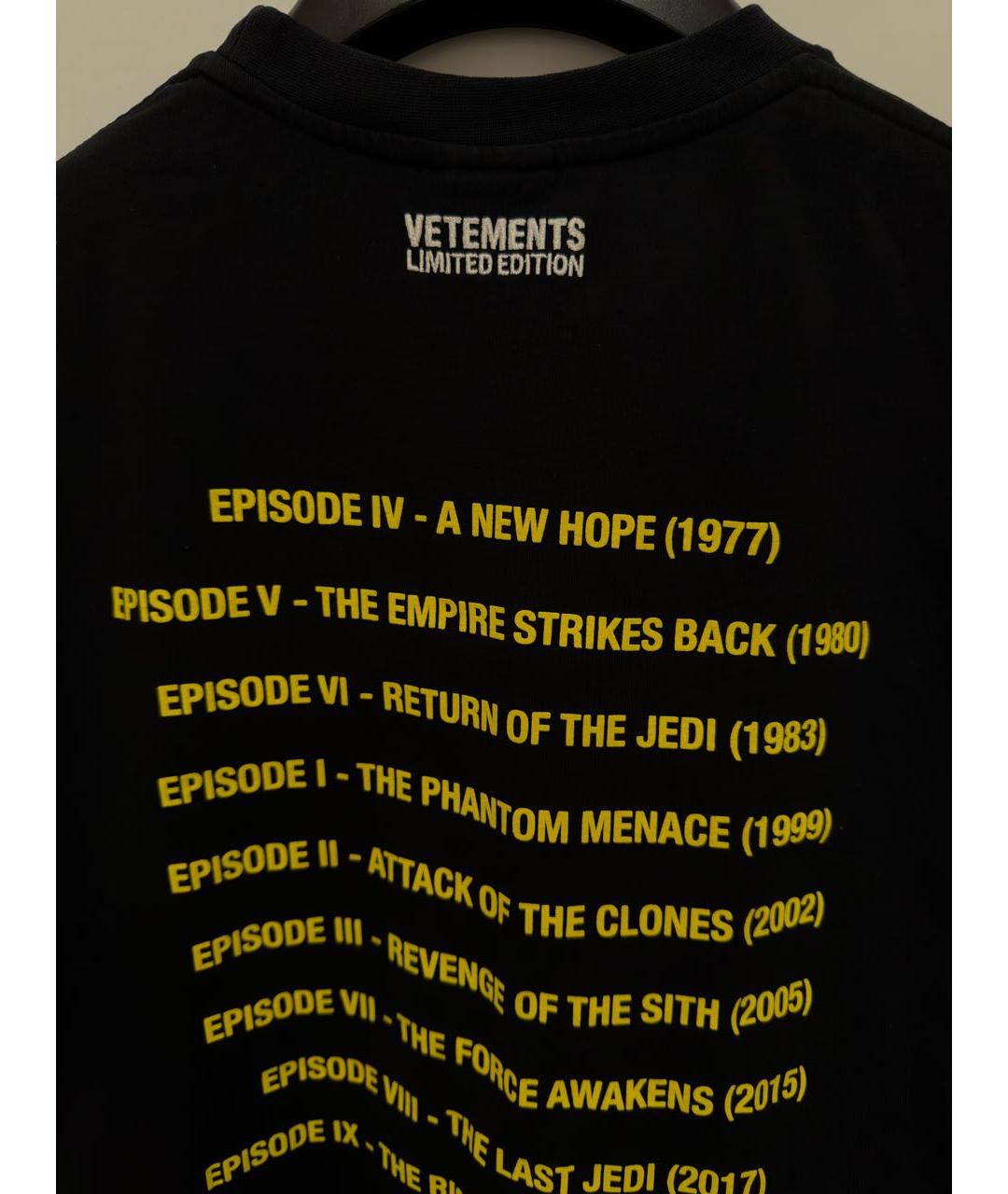 VETEMENTS Черная хлопковая футболка, фото 6