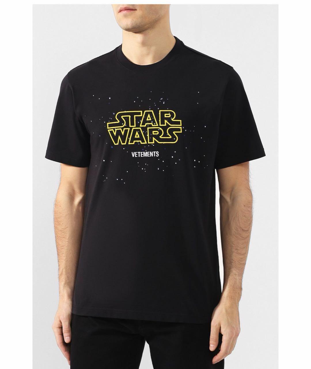 VETEMENTS Черная хлопковая футболка, фото 2