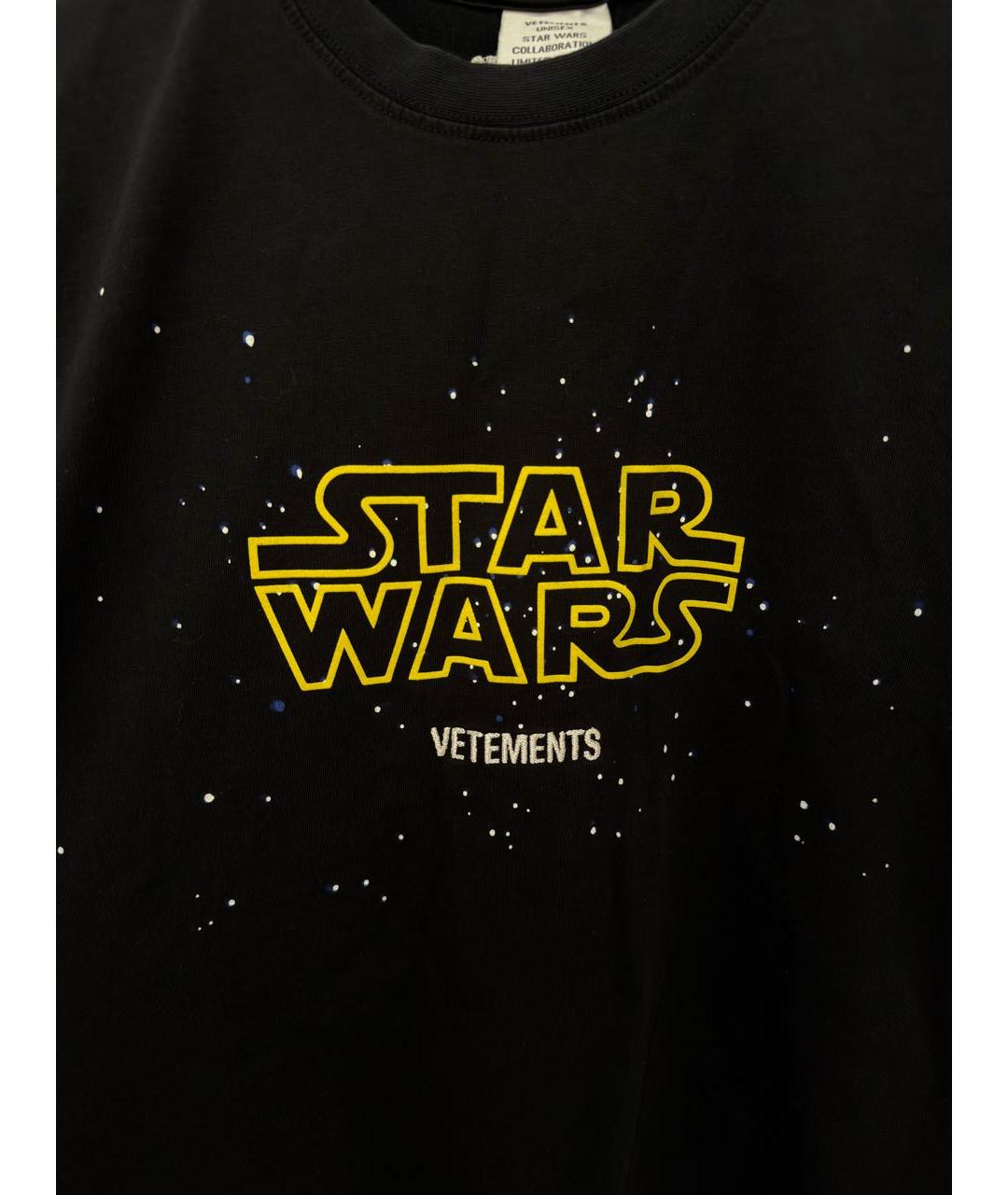 VETEMENTS Черная хлопковая футболка, фото 4