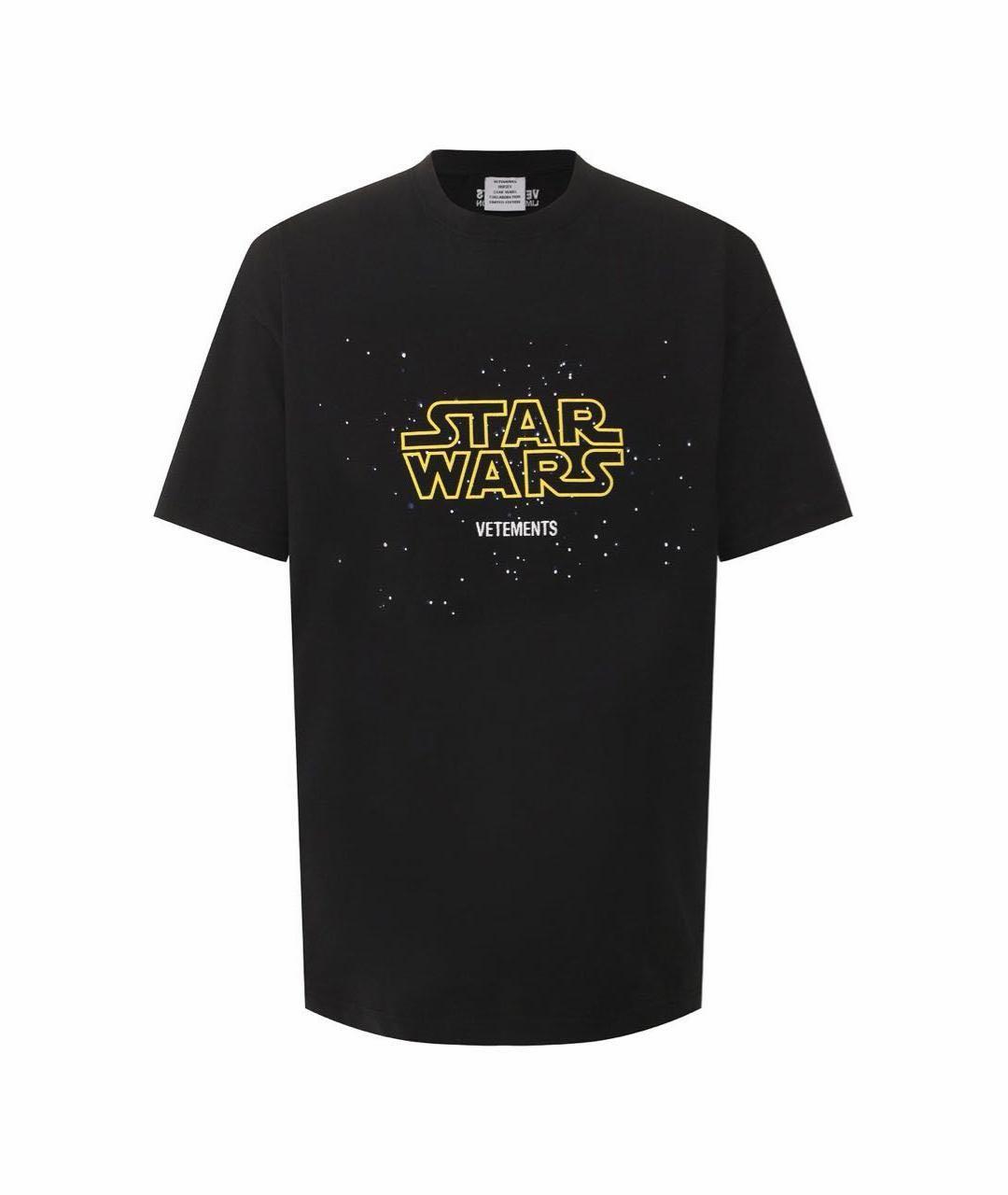 VETEMENTS Черная хлопковая футболка, фото 1