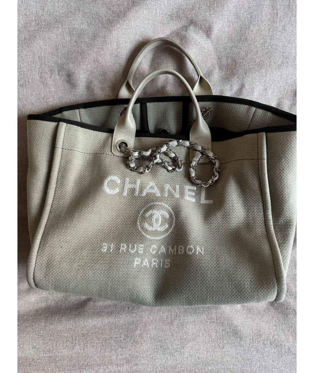 CHANEL Бежевая хлопковая сумка тоут, фото 7