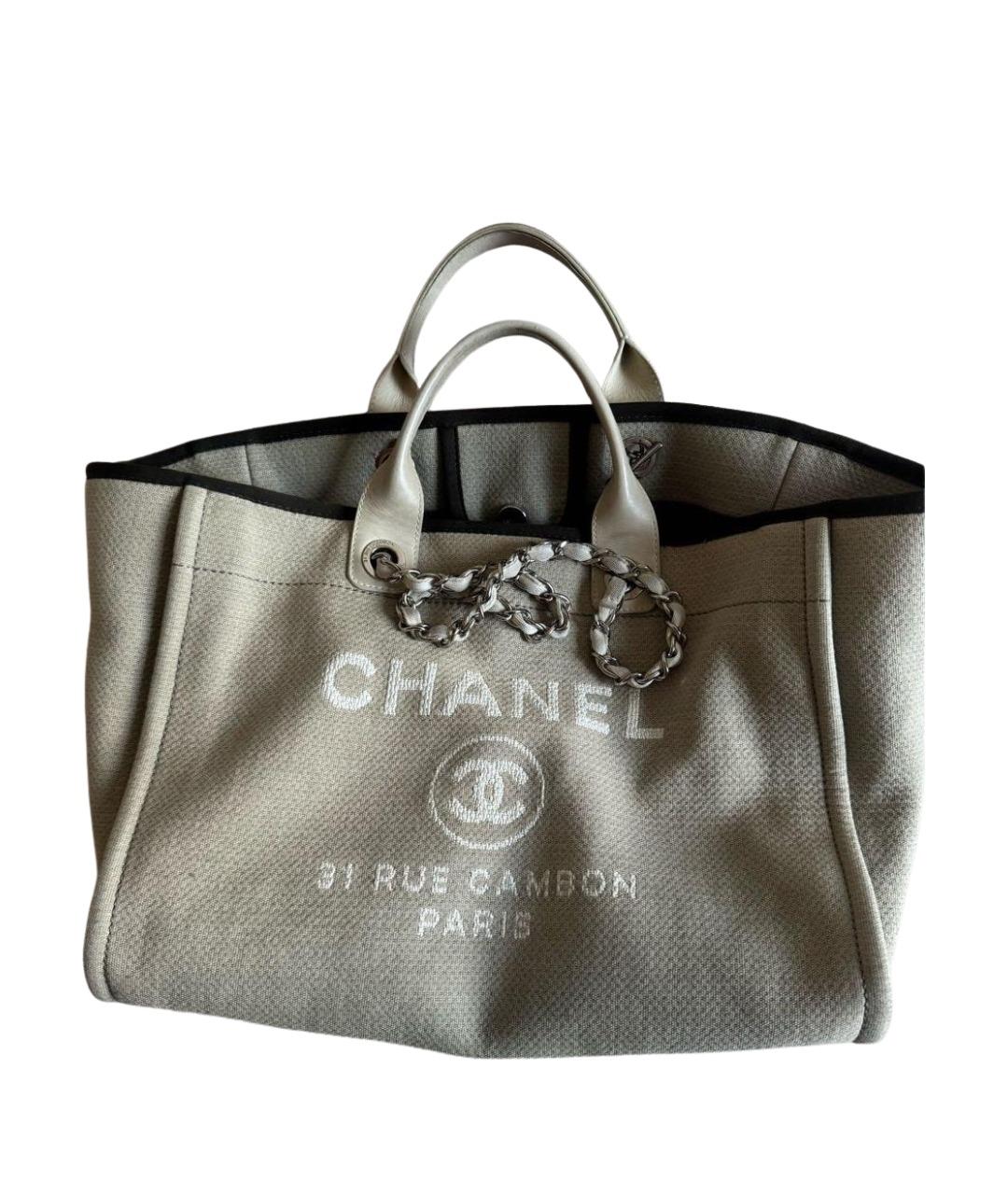 CHANEL Бежевая хлопковая сумка тоут, фото 1