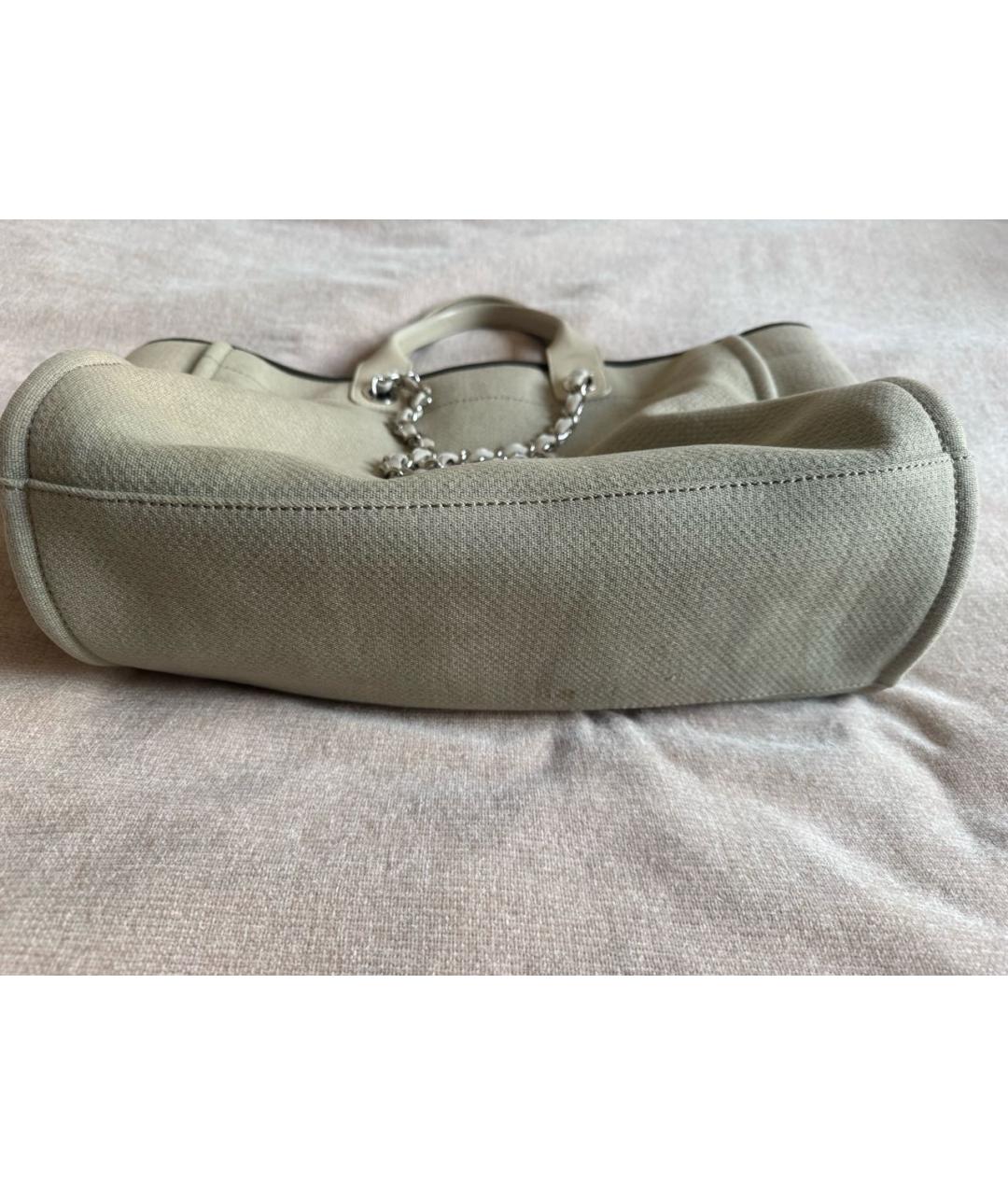 CHANEL Бежевая хлопковая сумка тоут, фото 6