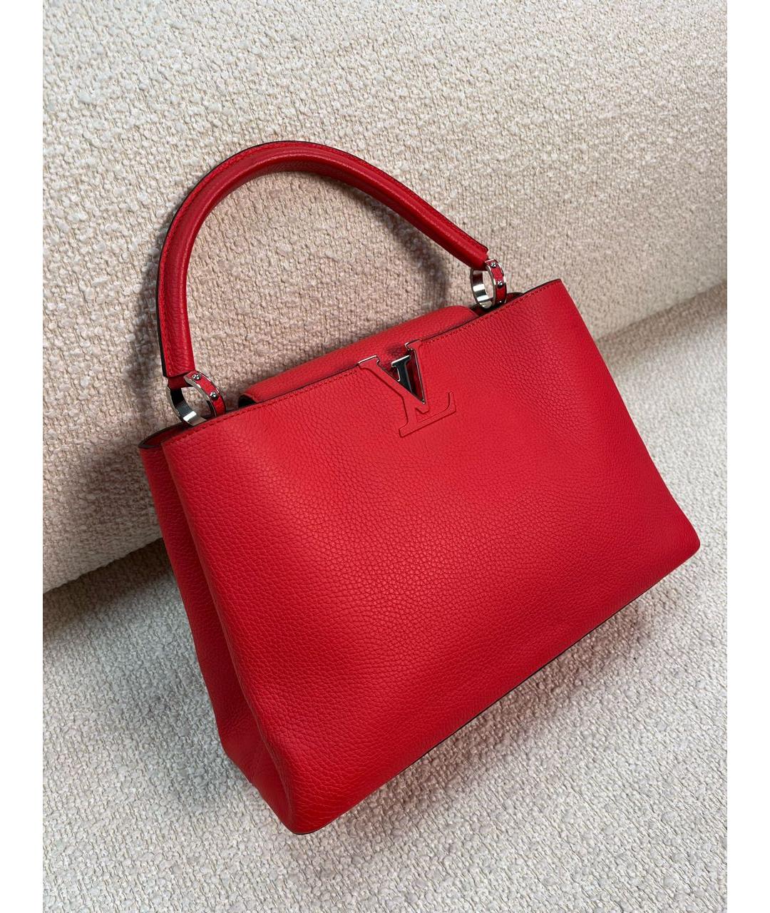 LOUIS VUITTON Красная кожаная сумка с короткими ручками, фото 2