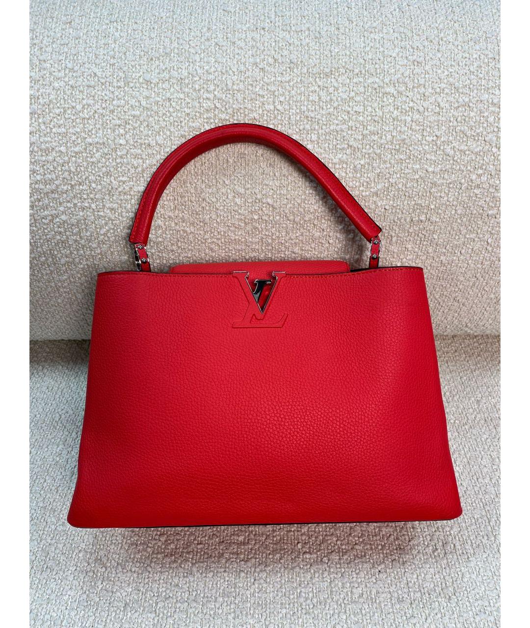 LOUIS VUITTON Красная кожаная сумка с короткими ручками, фото 9