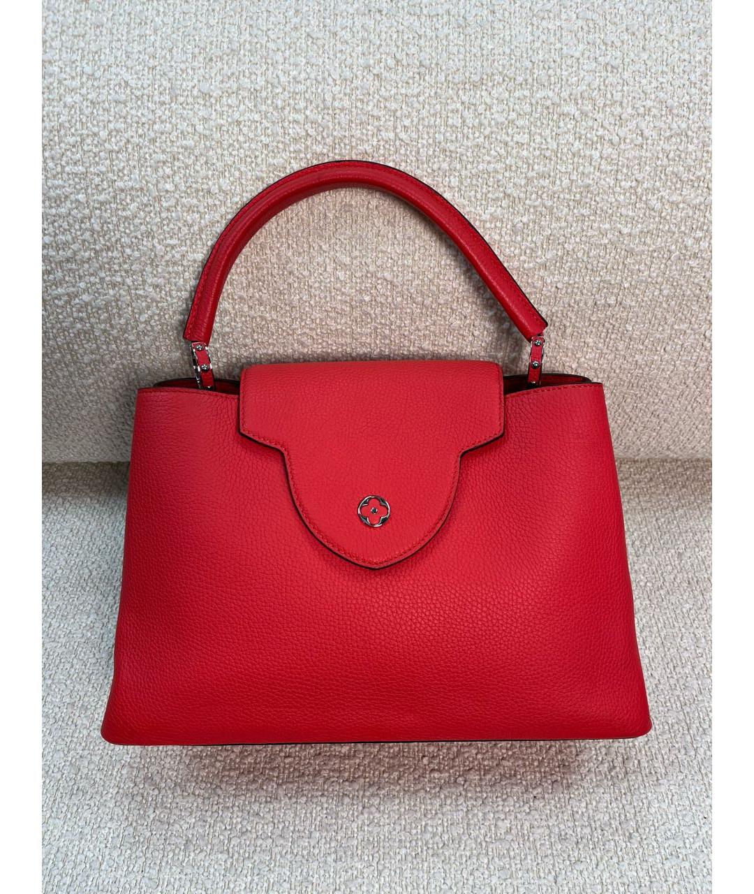 LOUIS VUITTON Красная кожаная сумка с короткими ручками, фото 7