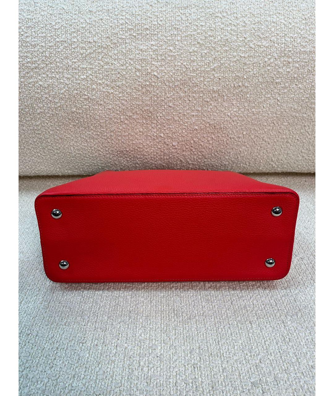 LOUIS VUITTON Красная кожаная сумка с короткими ручками, фото 6